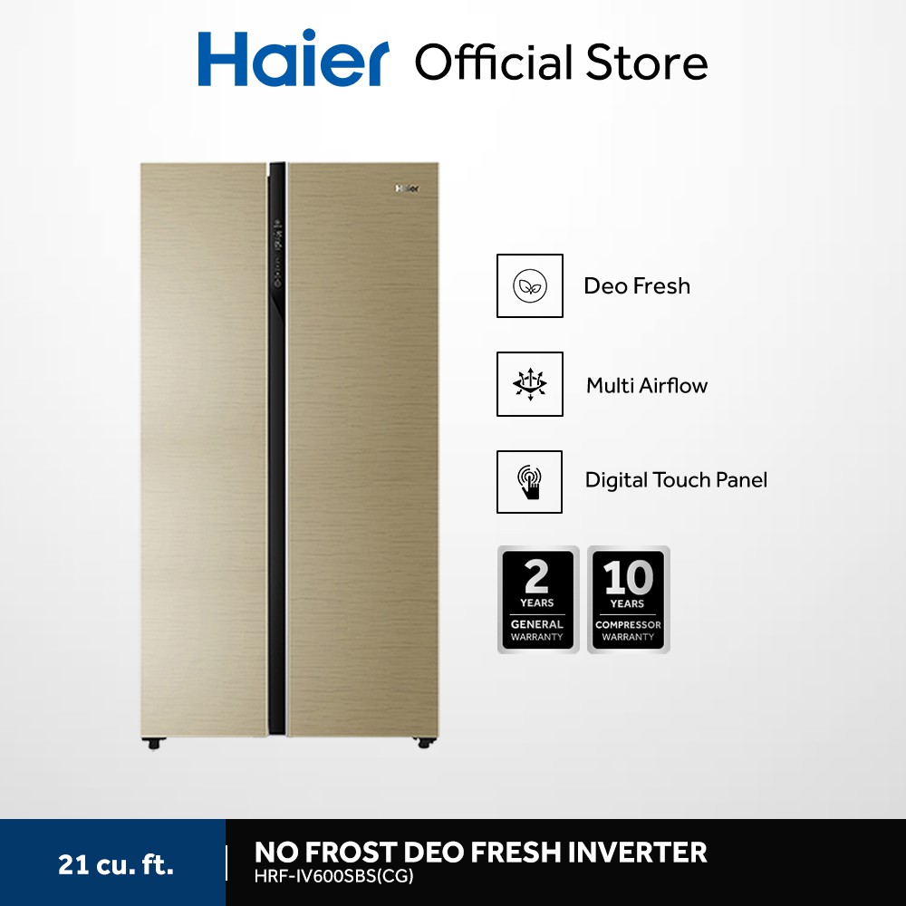 Haier HRFIV600SBS(CG) 21.0 cu ft No Frost Inverter SidebySide
