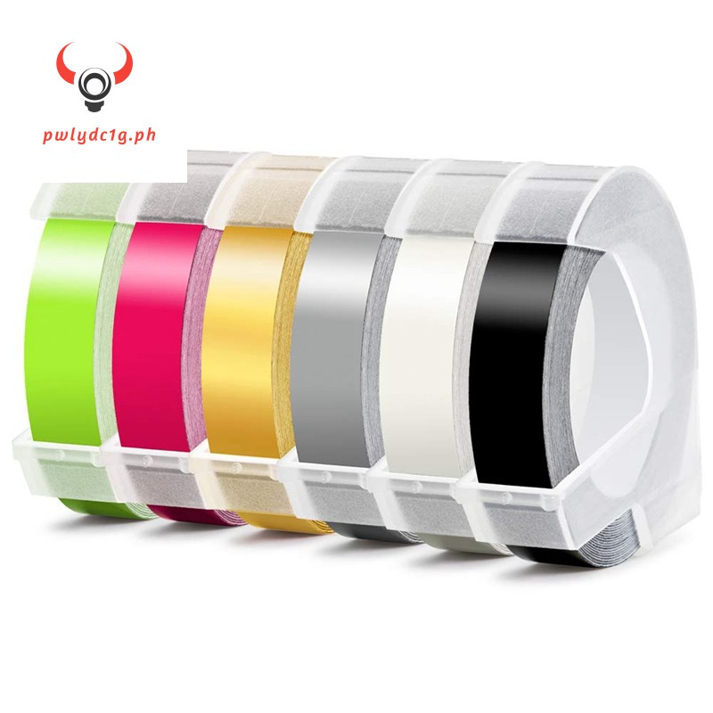 6 Roll Embossing Label Maker Tape 3D Plastic 9mm x 3Meter Embossing