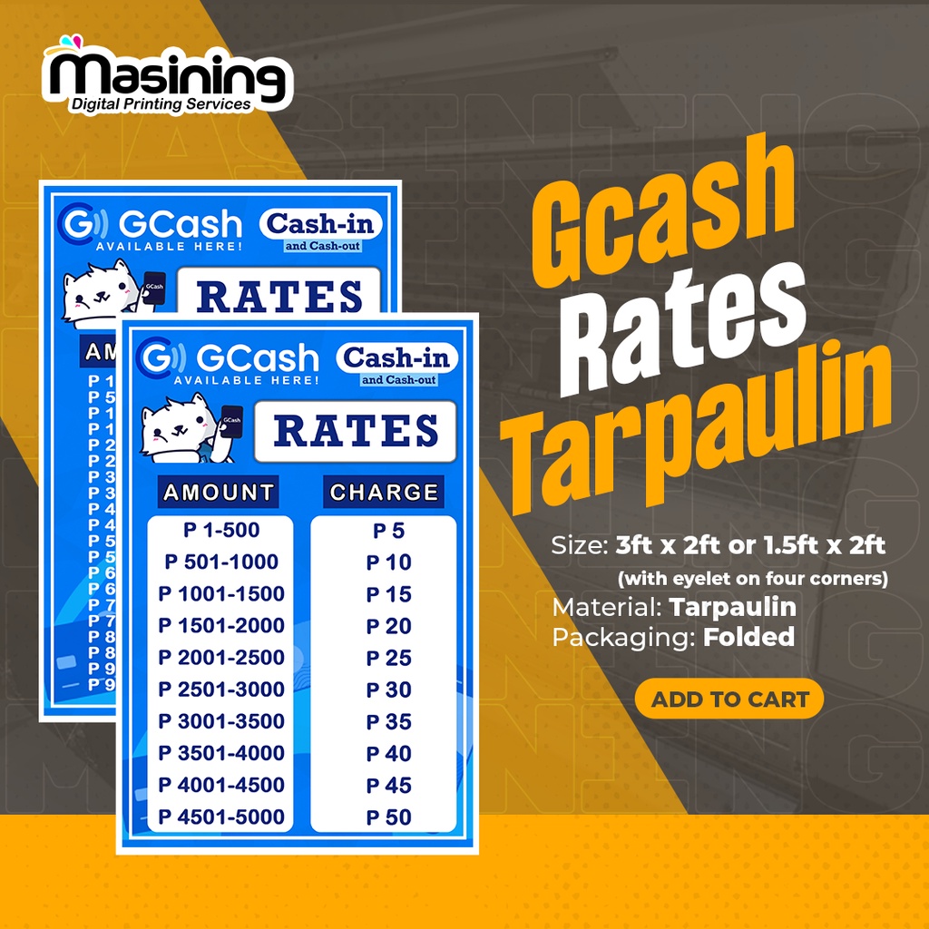 Gcash Rates Tarpaulin 3ft x 2ft / 1.5ft x 2ft Shopee Philippines