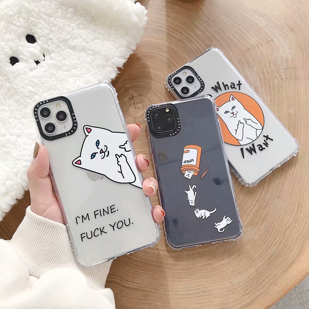 Iphone 11 Pro Max X Xs Xr Xsmax 7 8 Plus Cute Cartoon Ripndip Cat Silicone Shockproof Soft Case Shopee Philippines