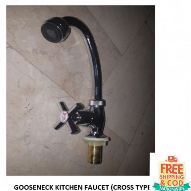 Gooseneck Kitchen Faucet With Filter Cross Handle Vertical