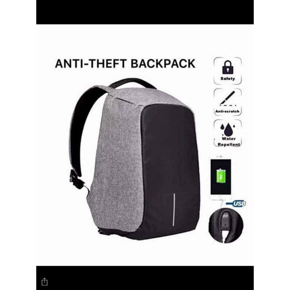 anti theft backpack grey