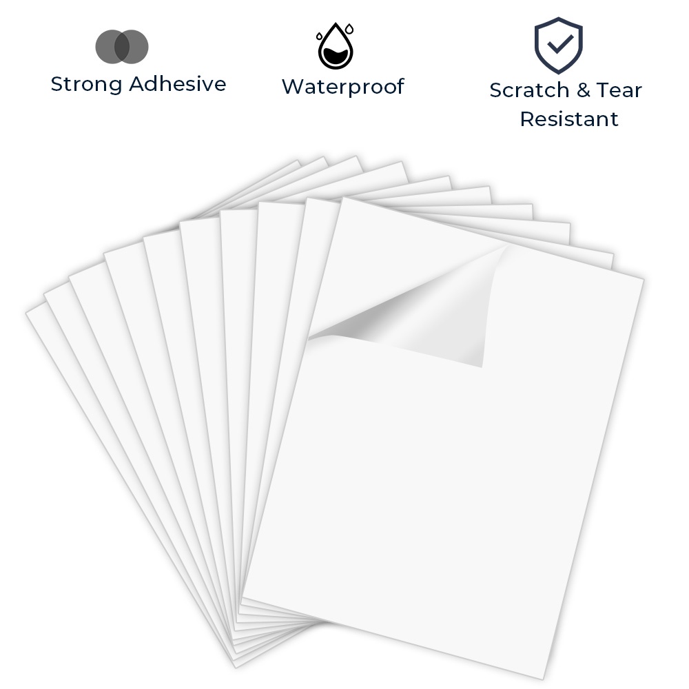 100Sheets 216*279mm Glossy Printable Vinyl Sticker Paper Self adhesive