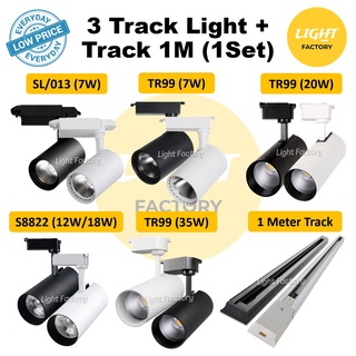 SET LED Track Light 7W 12W 18W 20W 35W Lampu Track COB Track Light Set ...