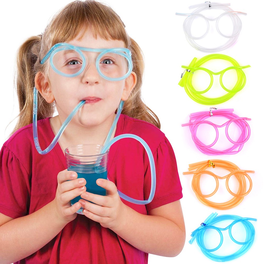 [READY] Kid Fun Colorful Eyeglass Frames Straw Silly Multicolors Drinking Straws 2022 Happy New