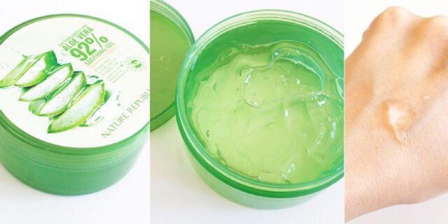 Mineshop NATURE REPUBLIC ALOEVERA 92% 300ml with letters on back