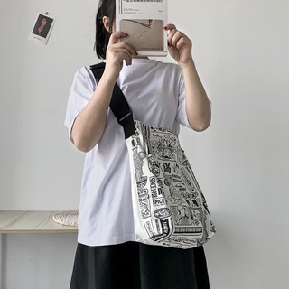 New Ins Canvas Bag Japanese and Korean Simple Messenger Bag Large Capacity Shoulder Bag #1