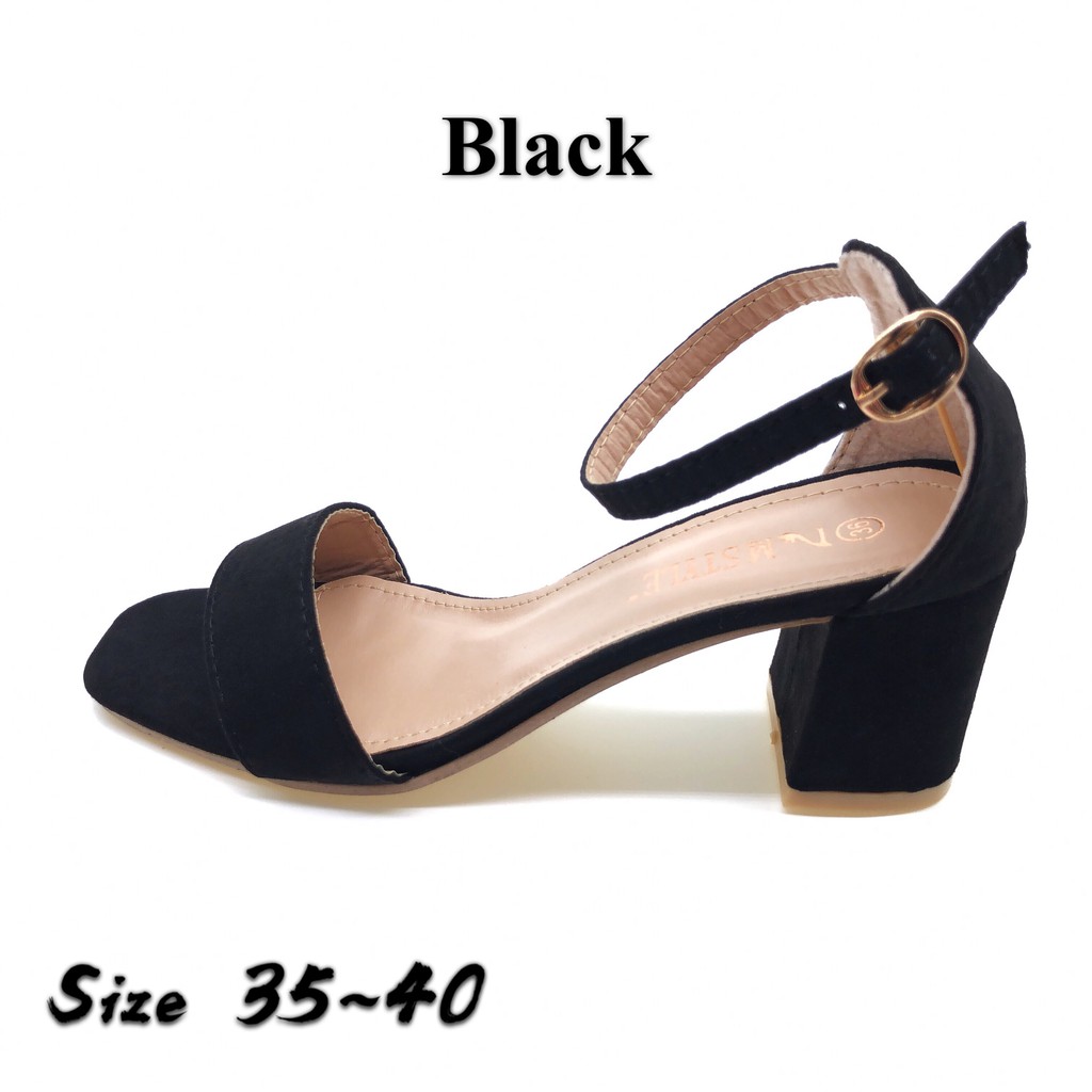 black 2 inch block heel sandals