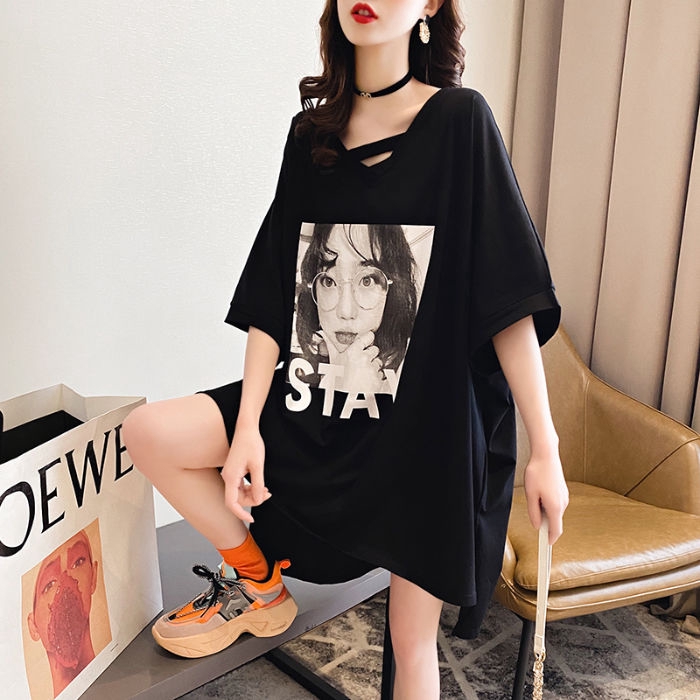 oversized v neck t shirt dress