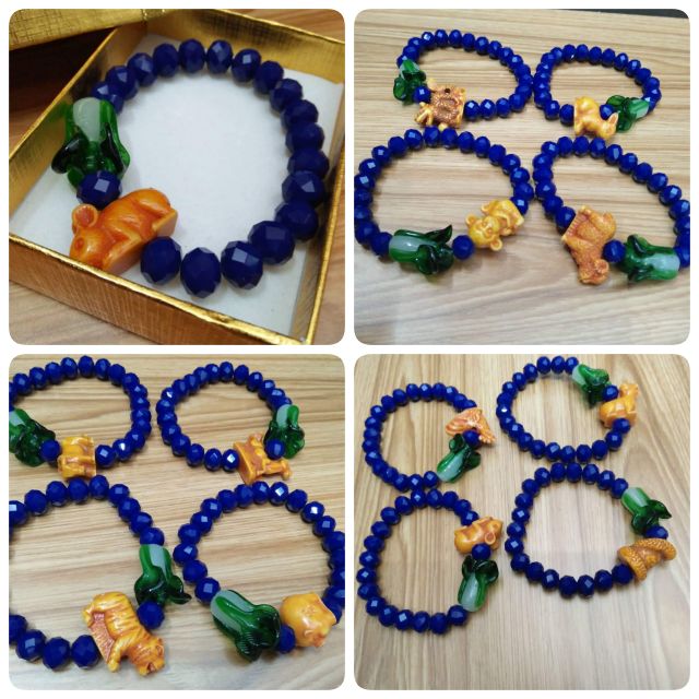 Dark blue crystal bracelet chinese zodiac 12 animals lucky charm