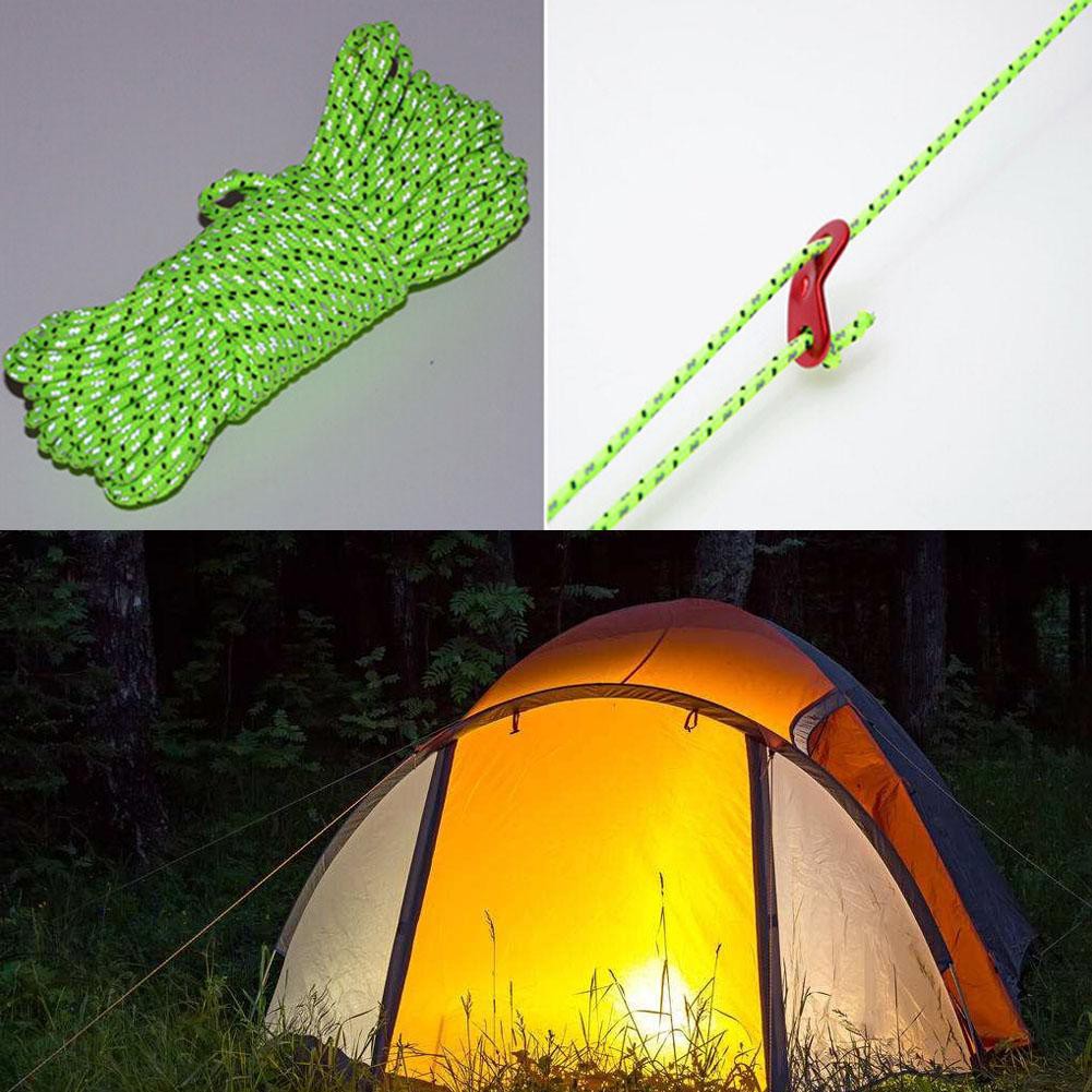 4MM Fluorescent Reflective Guyline Camping Tarp Tent Rope Guy Line Cord Paracord