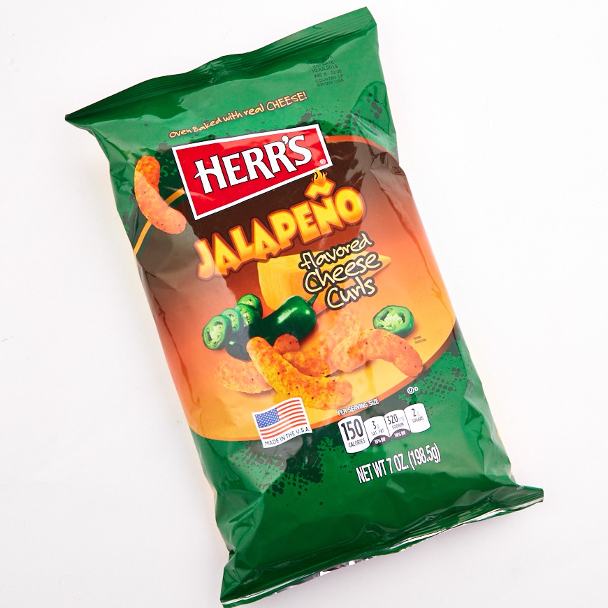 Herr's Jalapeno Flavored Cheese Curls Chips 7 oz. with Bubble wrap