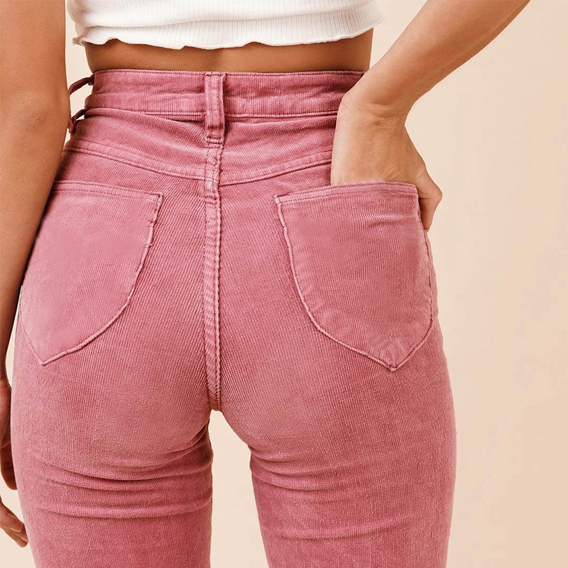 pink corduroy flare pants