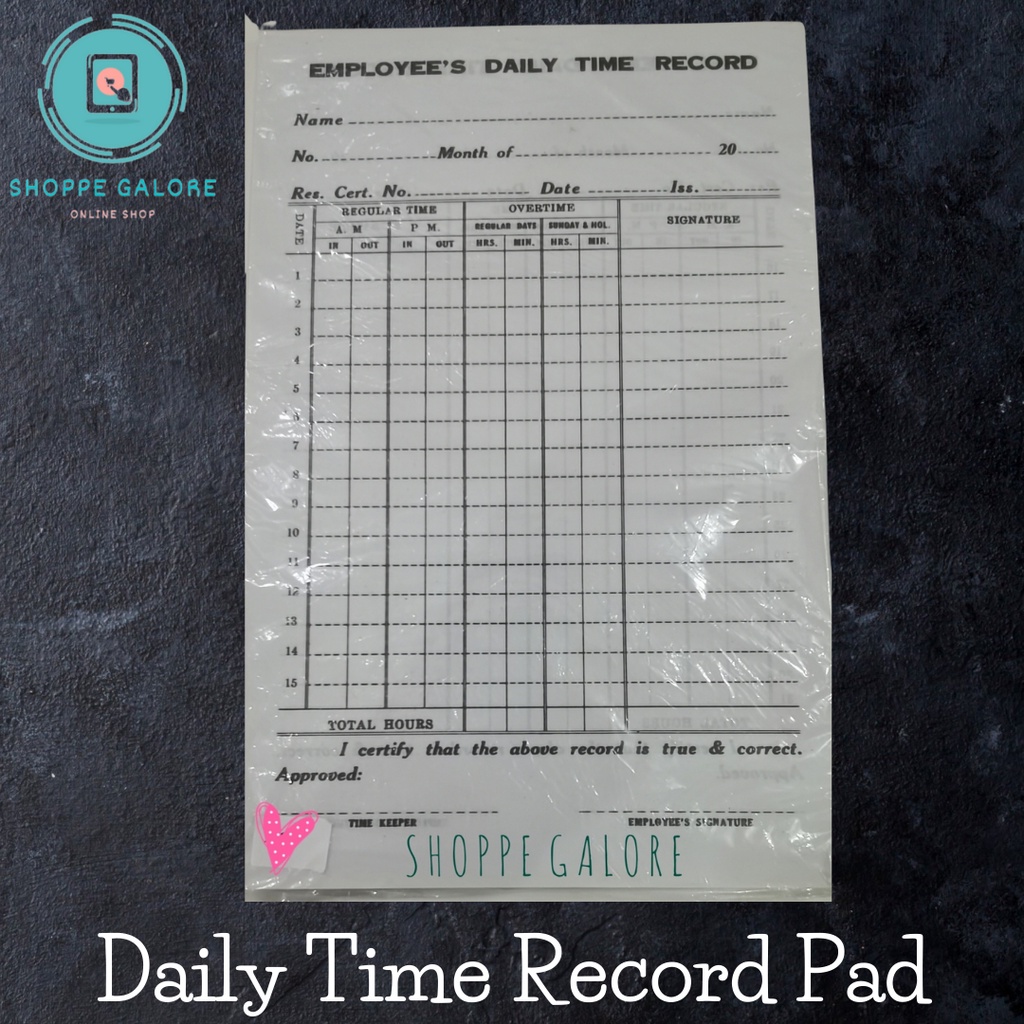 Employees Daily Time Record Dtr Pad Shopee Philippines
