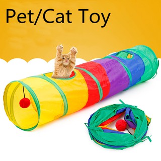 7 Color Funny Pet Cat Cave Tunnel Cat Play Rainbown Tunnel Brown Foldable 2 Holes Cat Tunnel Kitten Toy Bulk Toys Rabbit