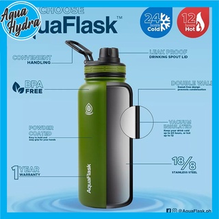 Aquaflask 18oz 22oz Wide Mouth with Spout Lid Vacuum Insulated ...