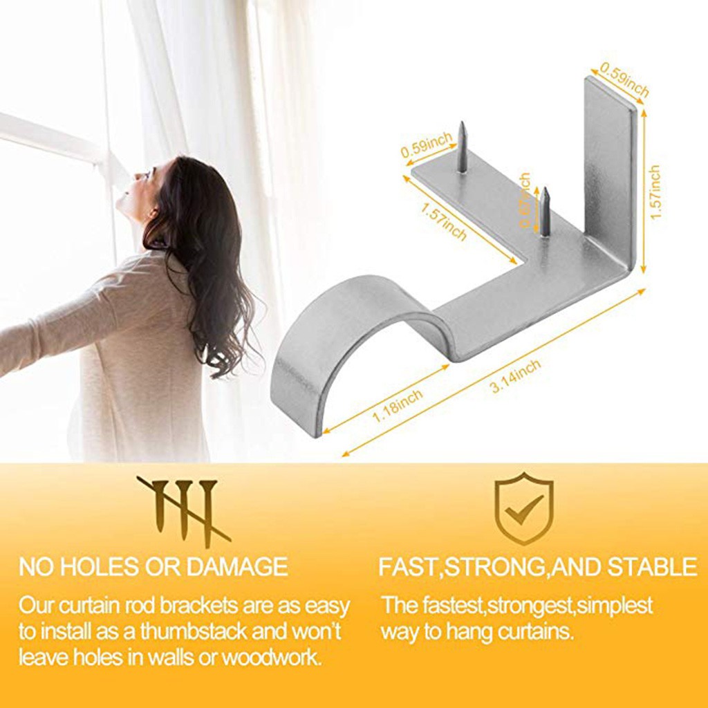 Fancylook Single Hang Curtain Rod Holders Bracket Into Window