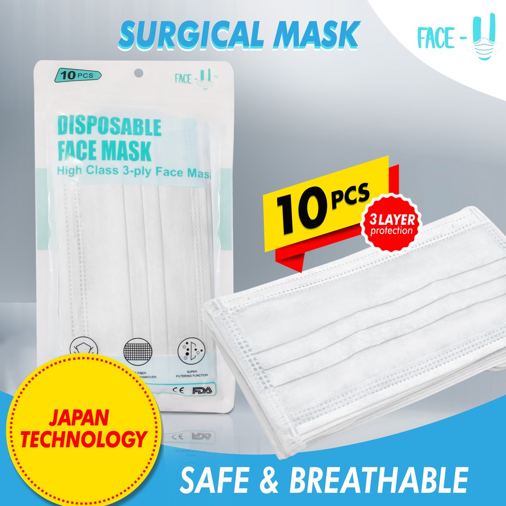 Japan Technology FACEU 10PCS 3PLY Surgical Mask Cheap Price Shopee