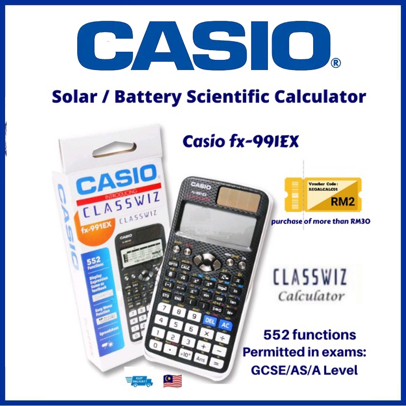 100% Casio Fx-991EX CLASSWIZ Series School Scientific Solar Calculator ...