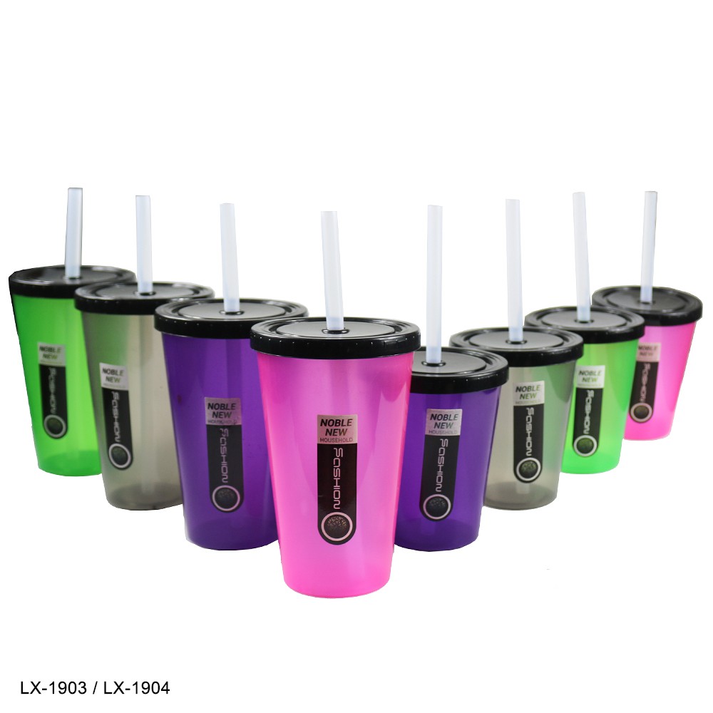 16 oz Hard Plastic Cup With Lid and Straw Travel Cup Drinking Water Cup