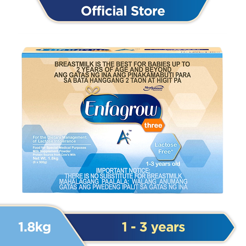 Enfagrow A 1 3 Years Old Lactose Free Three Milk Supplement Powder 1800g Shopee Philippines