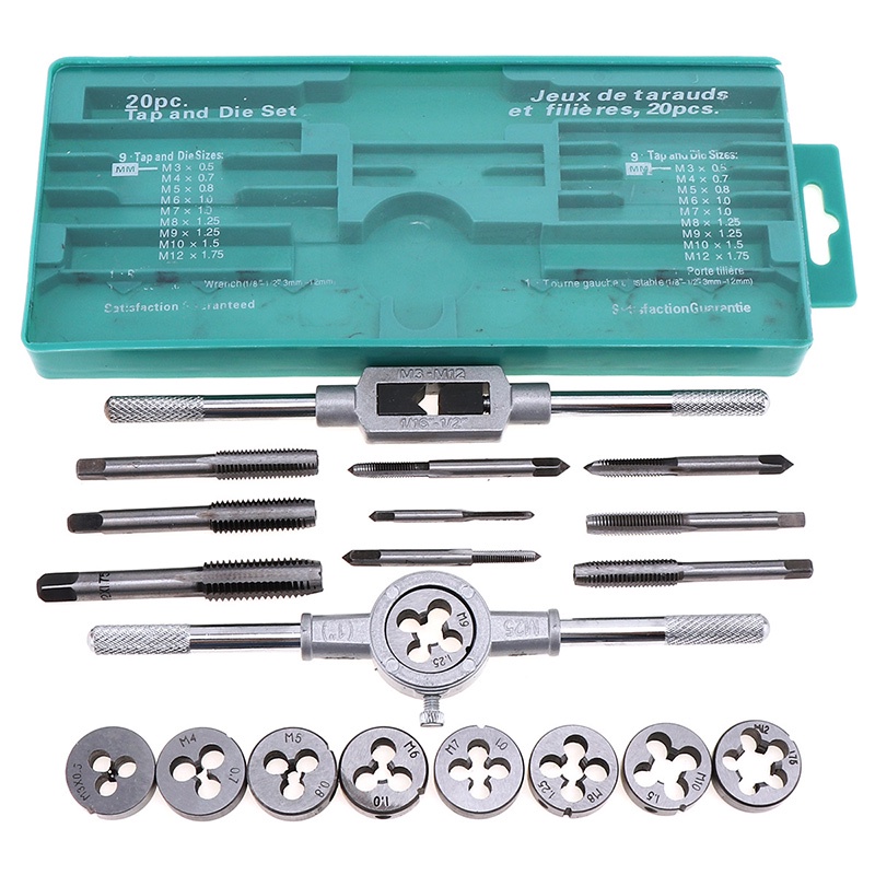 CASTA 20 PCS HSS Tap and Die Set Metric Wrench Cut M3-M12 Tap