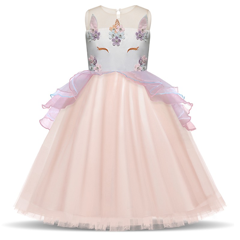 [NNJXD]Unicorn Baby Kids Girl Party Birthday Dress Tulle Prom Gown