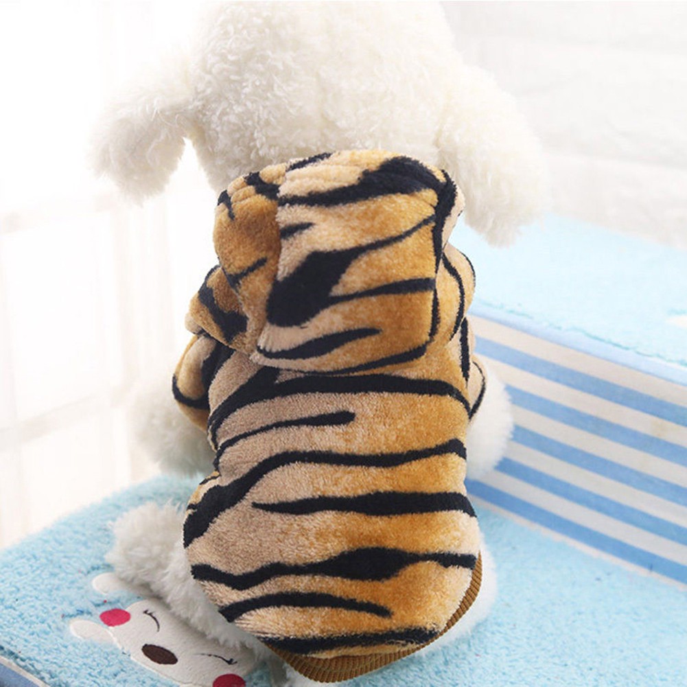 Pet Clothes Winter Warm Fleece Tiger Stripes Puppy Dog Hoodie #5
