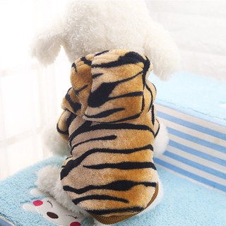 Pet Clothes Winter Warm Fleece Tiger Stripes Puppy Dog Hoodie #5