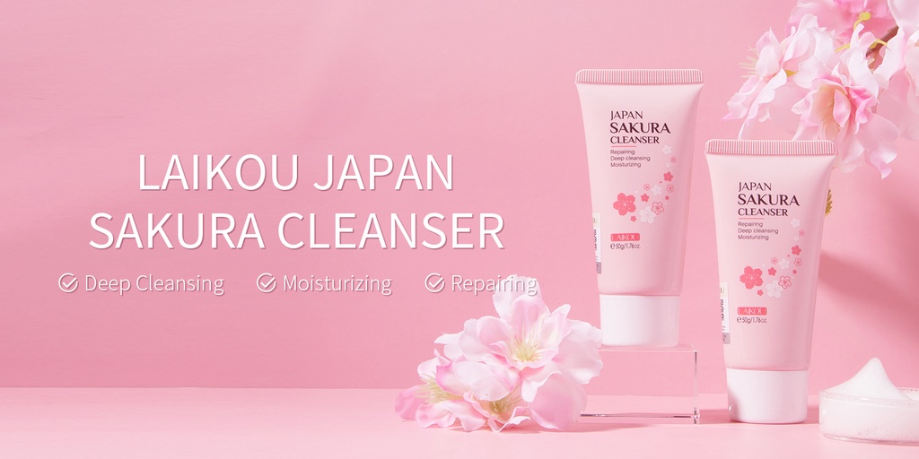 LAIKOU FDA Japan Sakura Foam Cleanser Cherry Blossoms Face Wash Oil