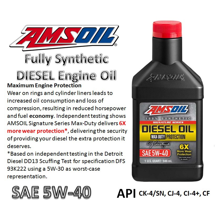 Amsoil Signature Series Max Duty 5w 40 Synthetic Diesel Oil 1 Quart Shopee Philippines