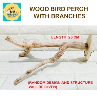 WOOD BIRD PERCH WITH BRANCHES (RANDOM DESIGN AND STRUCTURE WILL BE GIVEN)