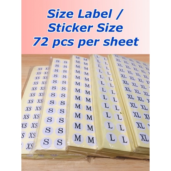 Size Label Sticker Tag for Clothing Packaging and Garments XS to XL ...