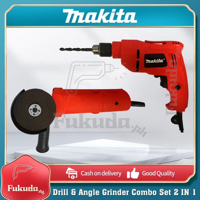 Makita 2Pcs Grinder With Drill Set（Red) Shopee Philippines
