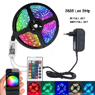 Best Quality 15m RGB LED Strip 2835 DC 12V Non Waterproof WiFi Flexible Diode Tape LED Light Strips With Remote Adapter