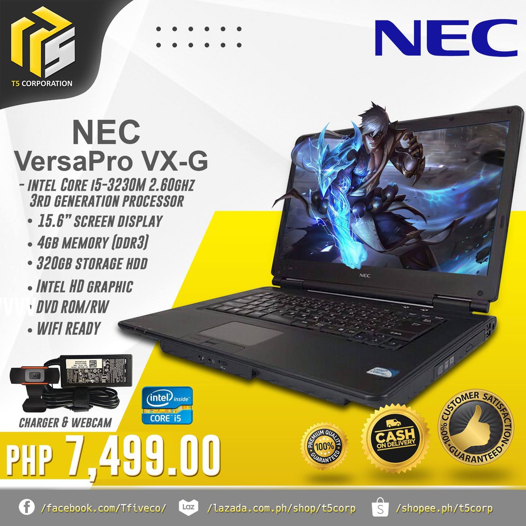 Laptop Nec Versapro Vx G Core I5 3230m 2 60ghz 4gb Ddr3 3gb Supplier Price 7 500