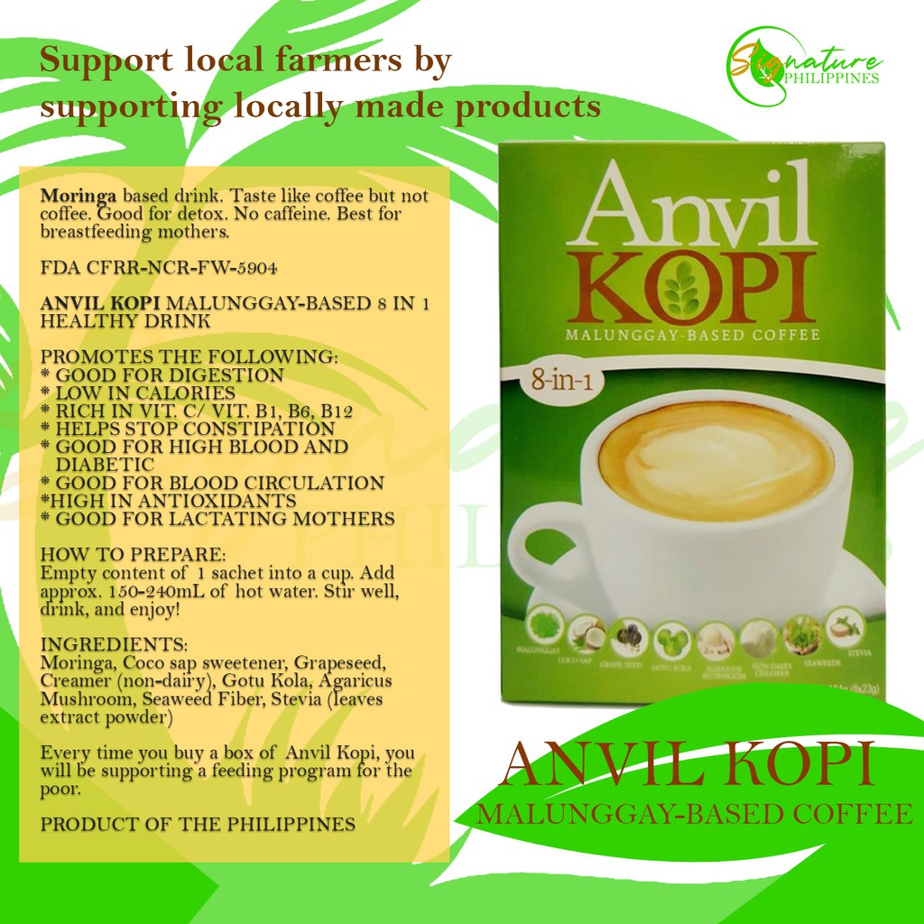 Anvil KOPI 8-in-1 (Malunggay Based Coffee) 8 SACHETS PER BOX | Shopee ...