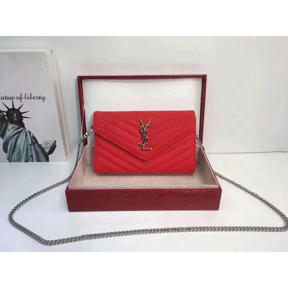 ysl red velvet bag