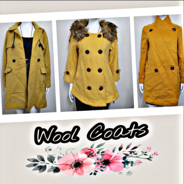 YELLOW Preloved Wool Coats Shopee Philippines