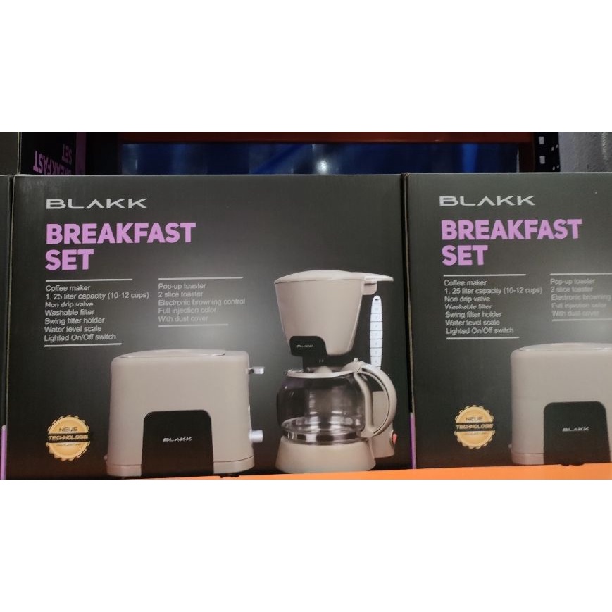 BLAKK Breakfast Set, Coffee Maker and Popup Bread Toaster Shopee