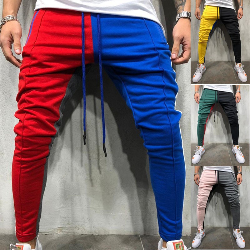 patchwork slim sports jogger pants