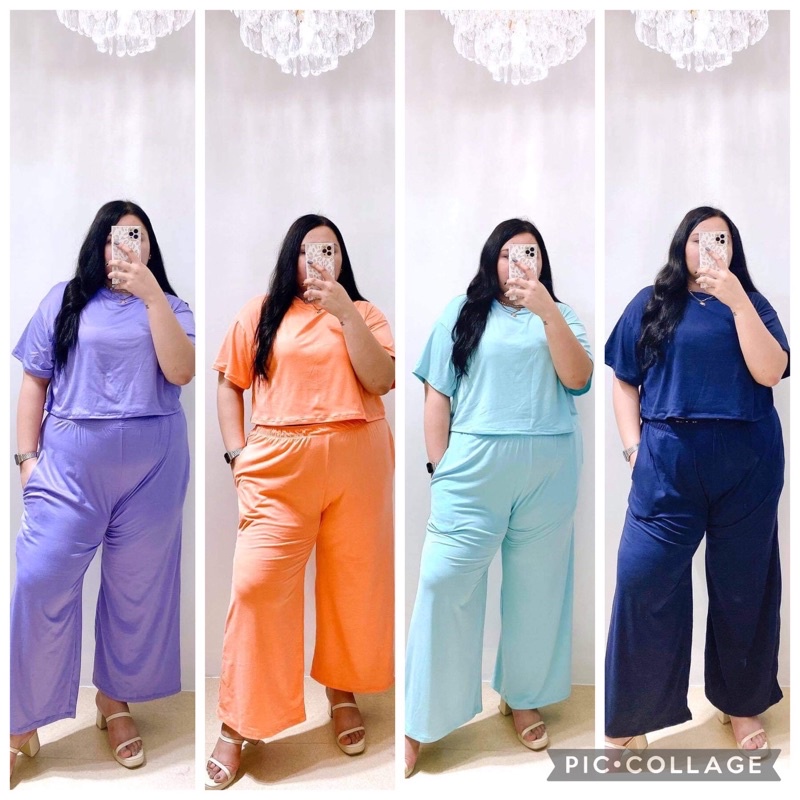 PLUS SHIRT SQUARE PANTS COORDINATE SET TERNO PAIR PLUSSIZE 2XL 3XL 4XL COD  OOTD EVERYDAY FASHION | Shopee Philippines