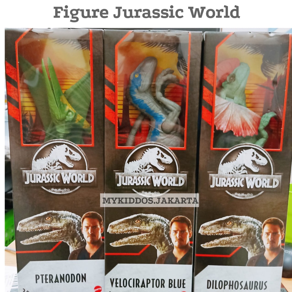 Jurassic World Figure: Dilophosaurus / Velociraptor Blue / Pteranodon ...