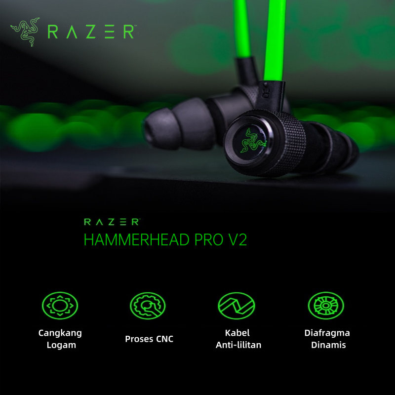 Razer Hammerhead Pro V2 Gaming Headphones Noise Isolation With Hd Mic Dual Diaphragm 6d Bass Surround Sound Gaming Headsets Earphones Shopee Philippines