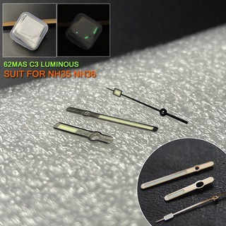 Watch Hands 62MAS Full Stainless Steel C3 Green Luminous Needles Fit for Seiko NH35 NH36 Movement Mo #1