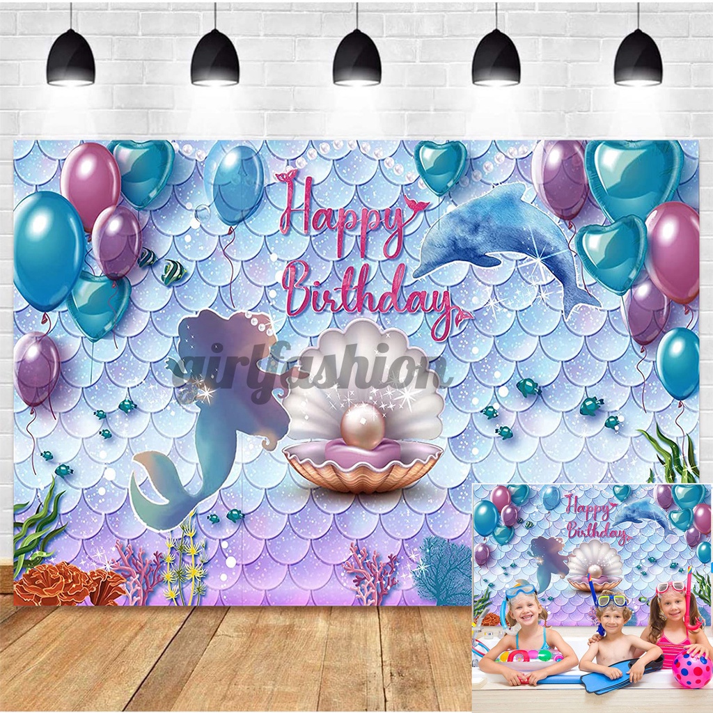 The Sea Little Mermaid Photography Background Banner Backdrop Girls ...