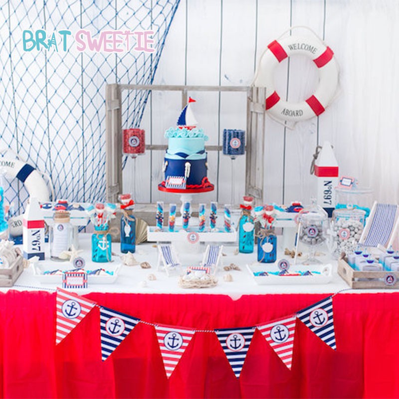 Nautical Birthday Decorations Balloons Arch Photo Booth Props Baby ...