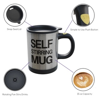 Stainless Steel Self Stirring Mug Creative Gift Auto Mixing Coffee Cup #9