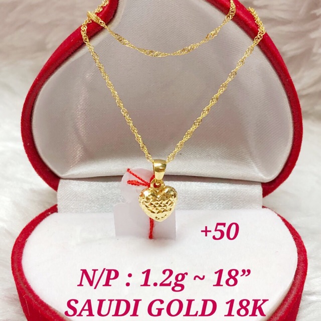 Cod 18k Gold Necklace 0 8g Any Chain Plus 0 5g Heart Pendant Shopee Philippines