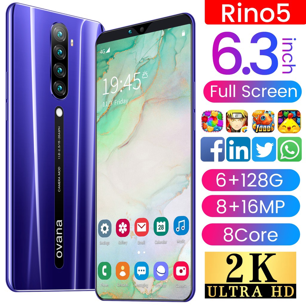Ready Stock New Arrival Arrival Rino5 Handfon Murah Mobile Phone 6gb Ram 128g Rom Android 9 1 Smartphone 6 3 Inch 4g Lte Handphone Shopee Philippines